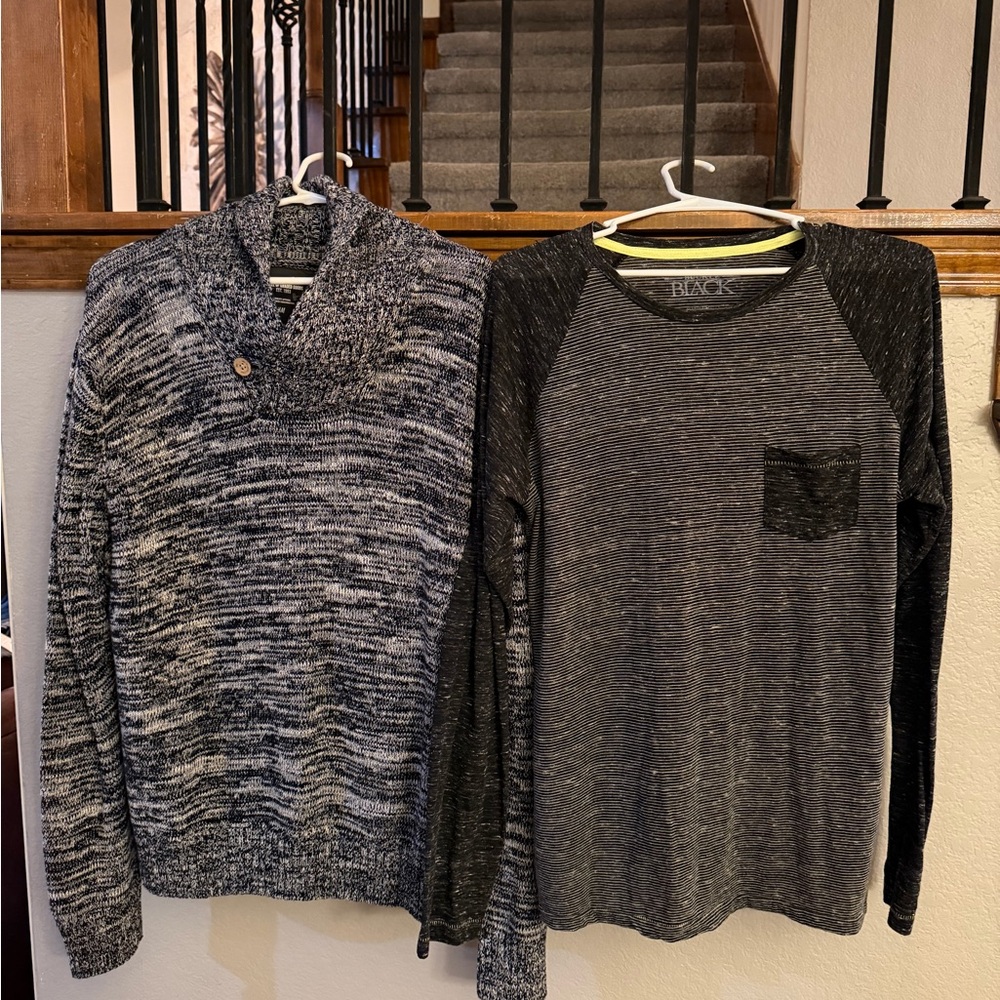 Black Charcoal shirt and Heather Black Men's Sweater